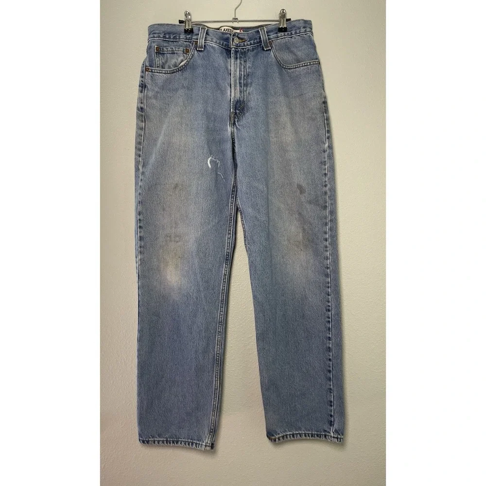 Levis‎ Mens Relaxed Fit 550 Jeans Light Wash Size 36x34 Thrashed, Stains